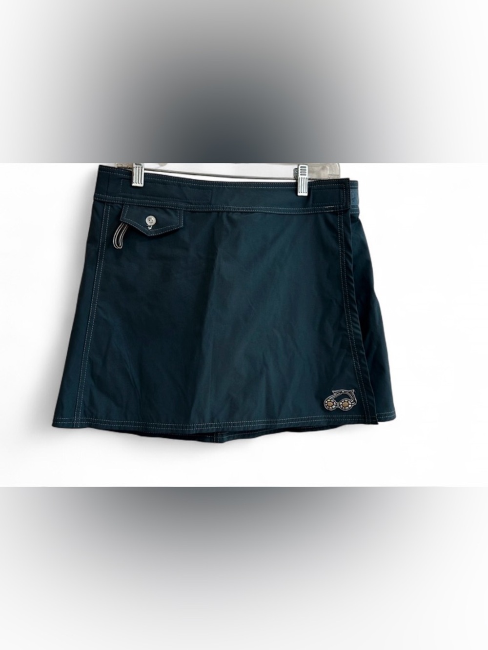 Birdwell Navy Mini Skirt with White Contrast Stitching
